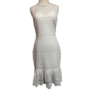 Miami white lace overlay sleeveless body con dress size Large